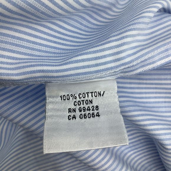 Bugatchi Mens Long Sleeve‎ Button Up Shirt Blue Striped Size XL - Picture 6 of 7